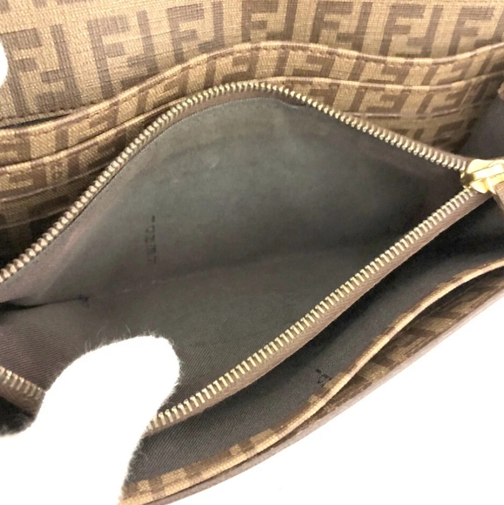 FENDI FF Brown & Gold Zucchino Long  Wallet (VERY GOOD)✨️🖤✨️ - Picture 6 of 8